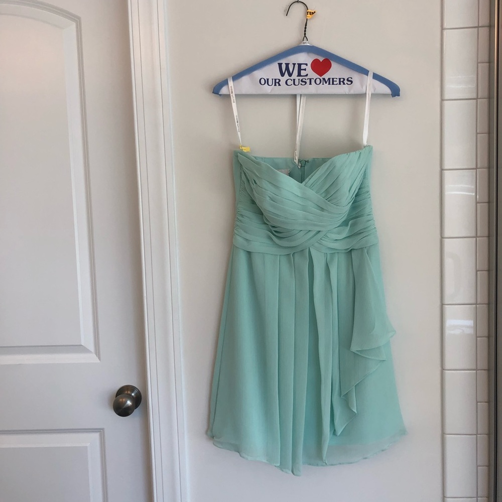 David’s Bridal Mint Strapless dress, size 4